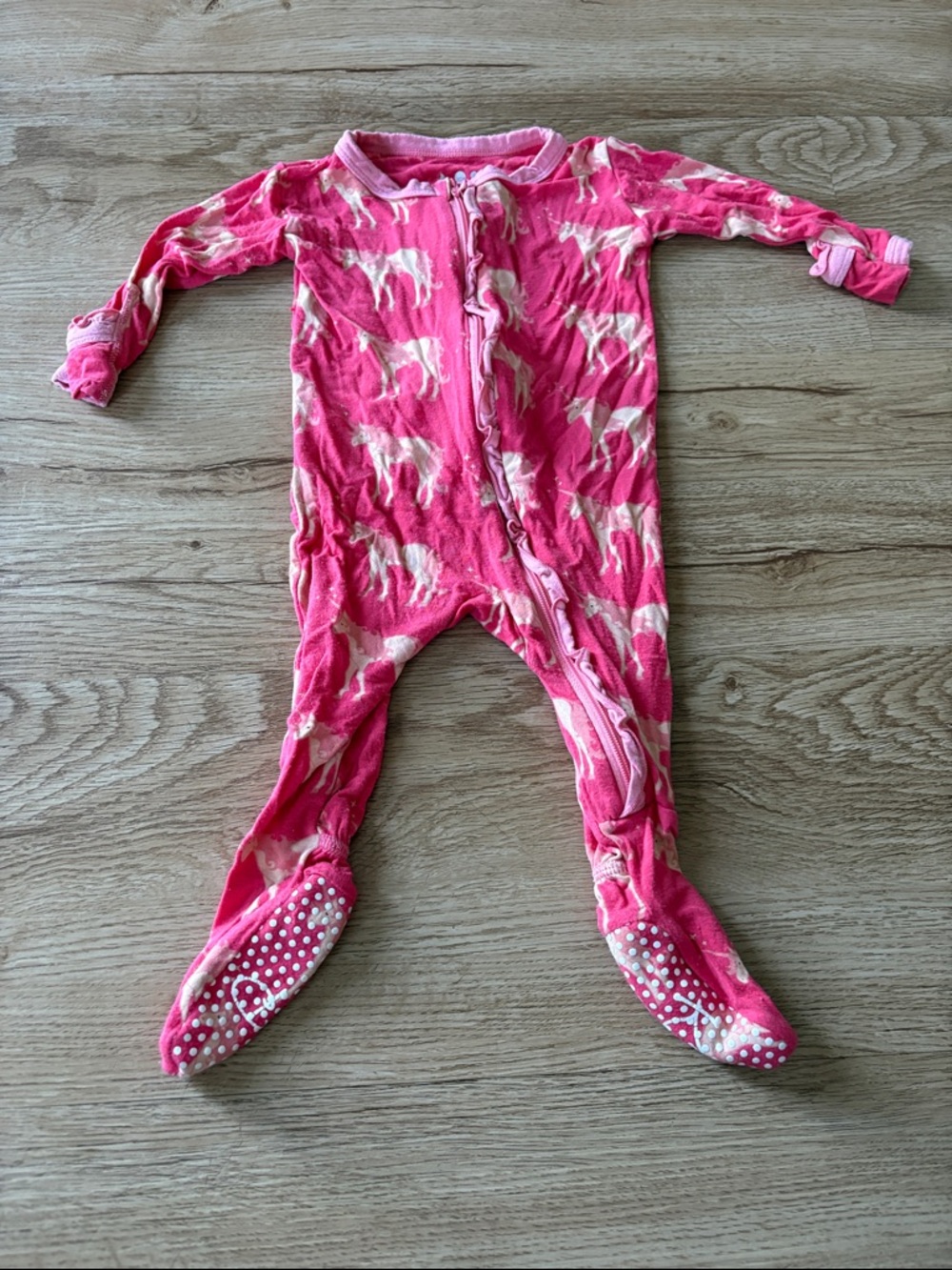 KicKee Pants Pink Unicorn Print Baby One-Piece Footed Pajamas